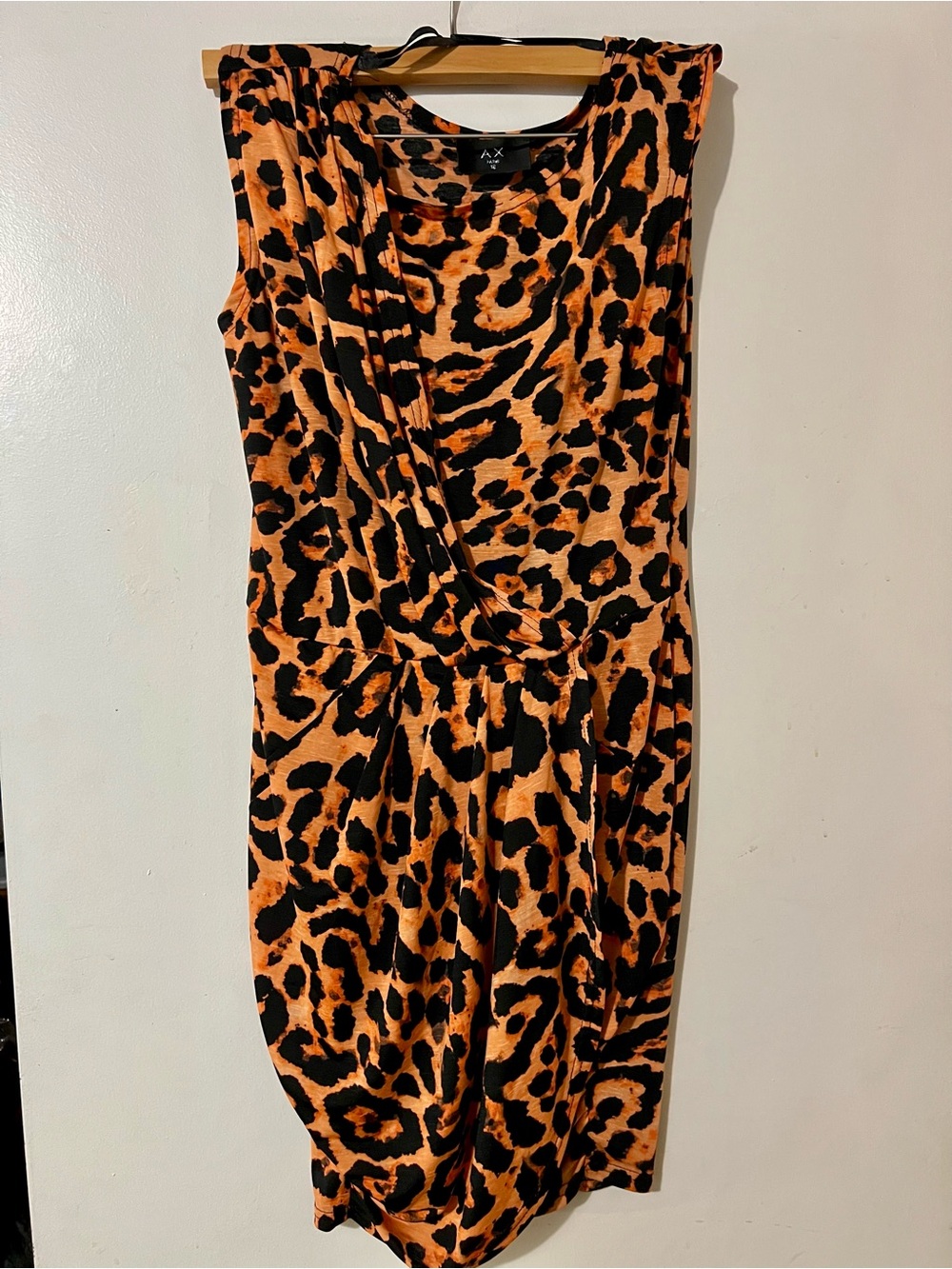 AX Paris Orange & Black Leopard Midi Wrap Dress